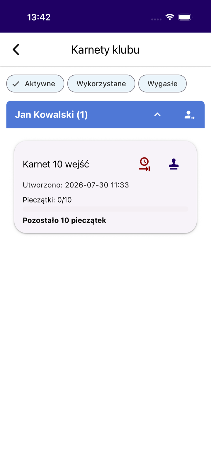 Gli abbonamenti del club con un abbonamento attivo di 10 ingressi